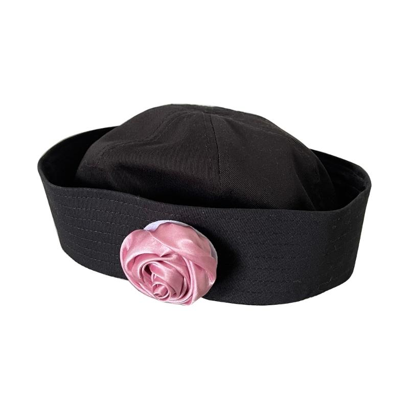 Spring Sunproof Sailor Hat Woman Commutes Captain Hat Camping Taking Photo Sailor Hat with Rose Decals for Girlfriend