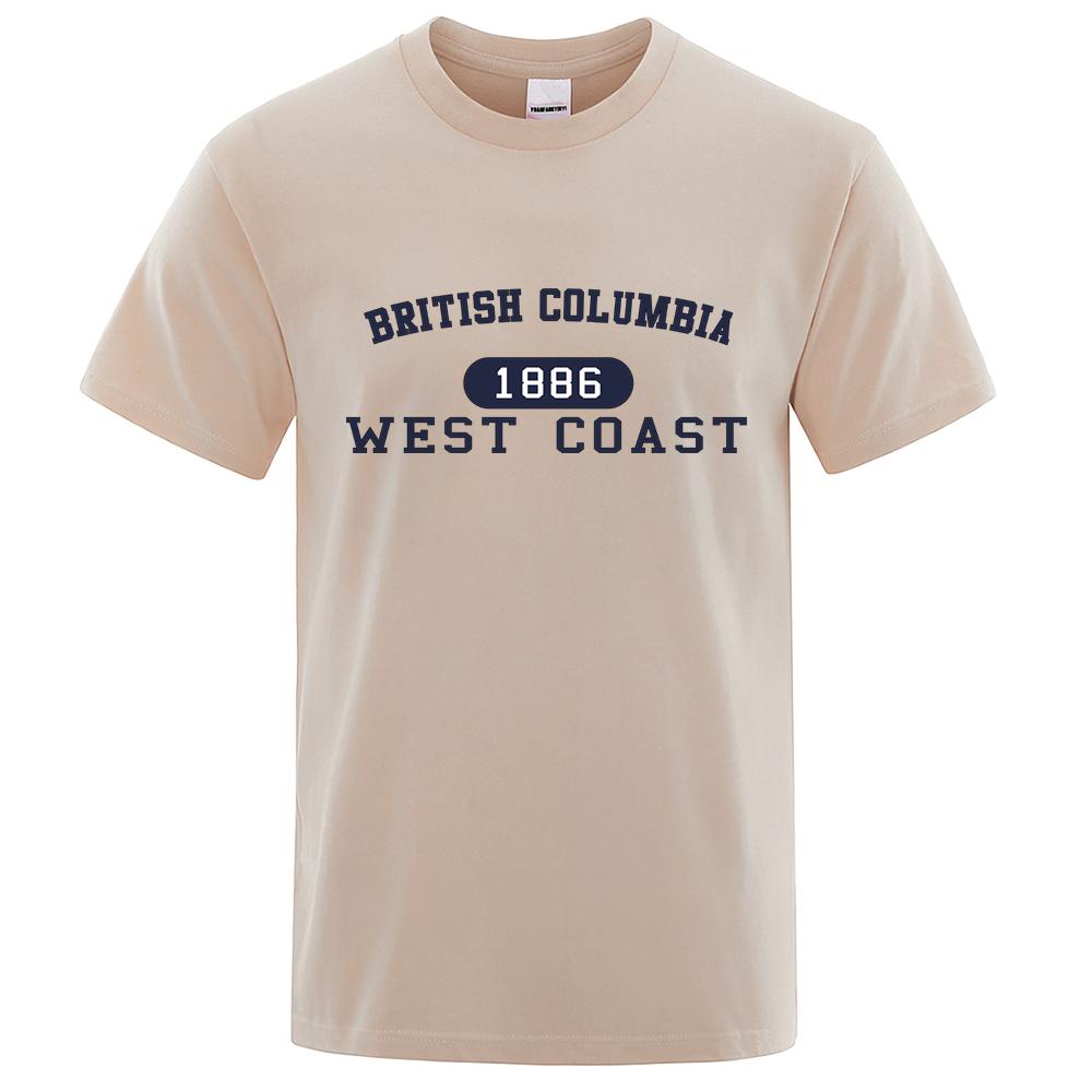 Britská Kolumbie 1886 Západní pobřeží Dopis Tričko Muži Ženy Módní Oblečení Tričko Bavlna Krátký Rukáv
