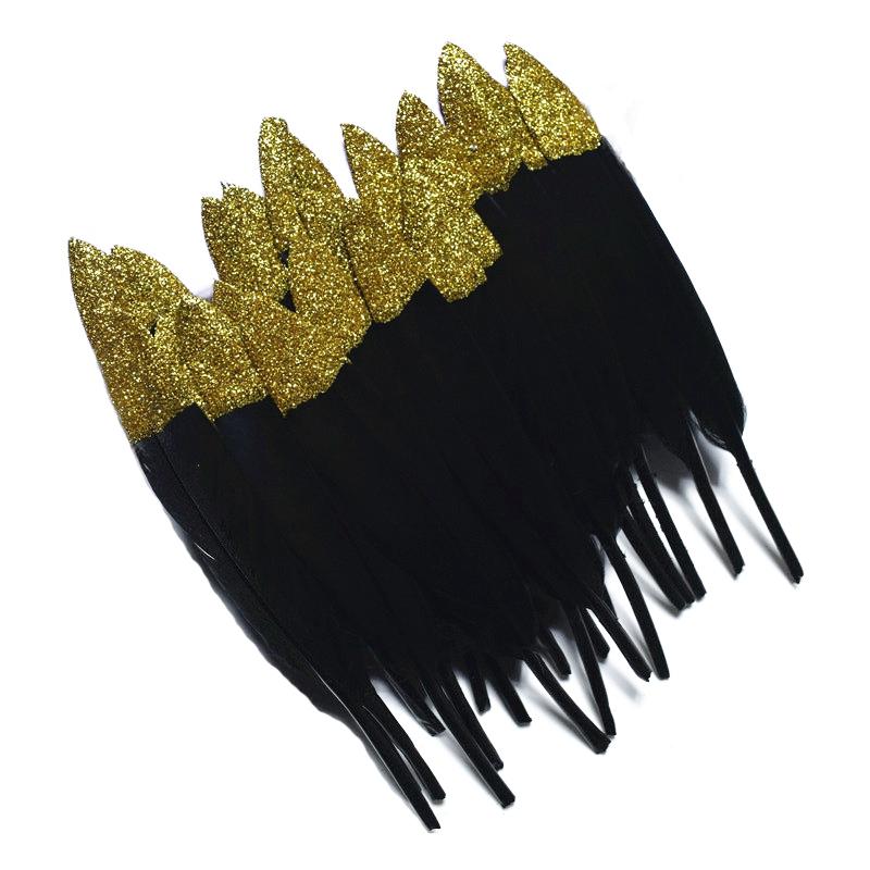 10Pcs/Lot Silver Gold Duck Feathers For Decoration Goose Feather Craft Black White Jewelry Creation Handicraft Accessories Decor
