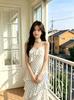 Pure Desire Polka Dot Slip Dress With Ruffle Details For Summer Casual Wear