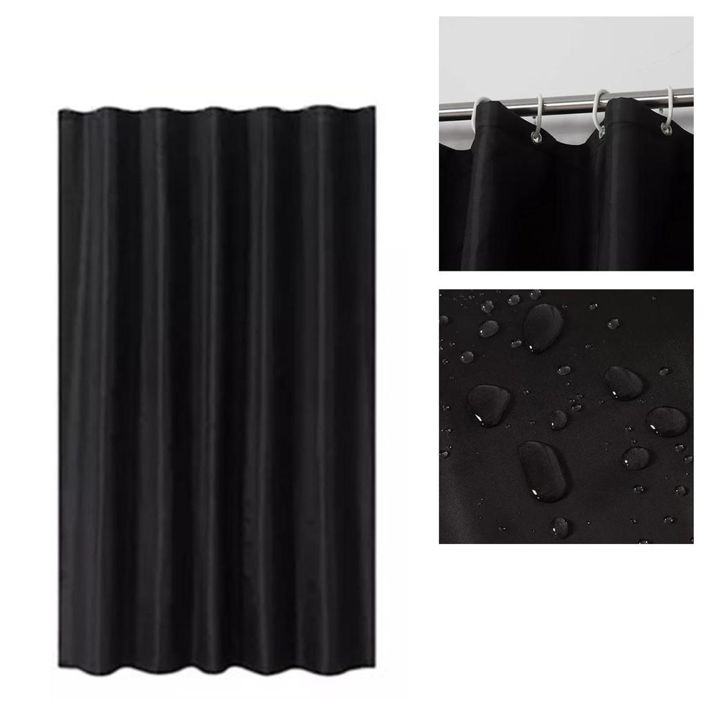 Rent Svart Dusjforheng Fortykket Vanntett Polyesterstoff Dusjforheng for Bad 200x200cm