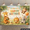 2D Jungle Animal Cake Birthday Gift Background  Fresh and Playful Scenes