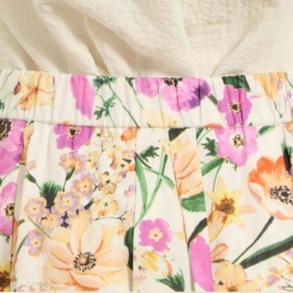 BCBG Floral Printing Pleats Skirt B5m5s235