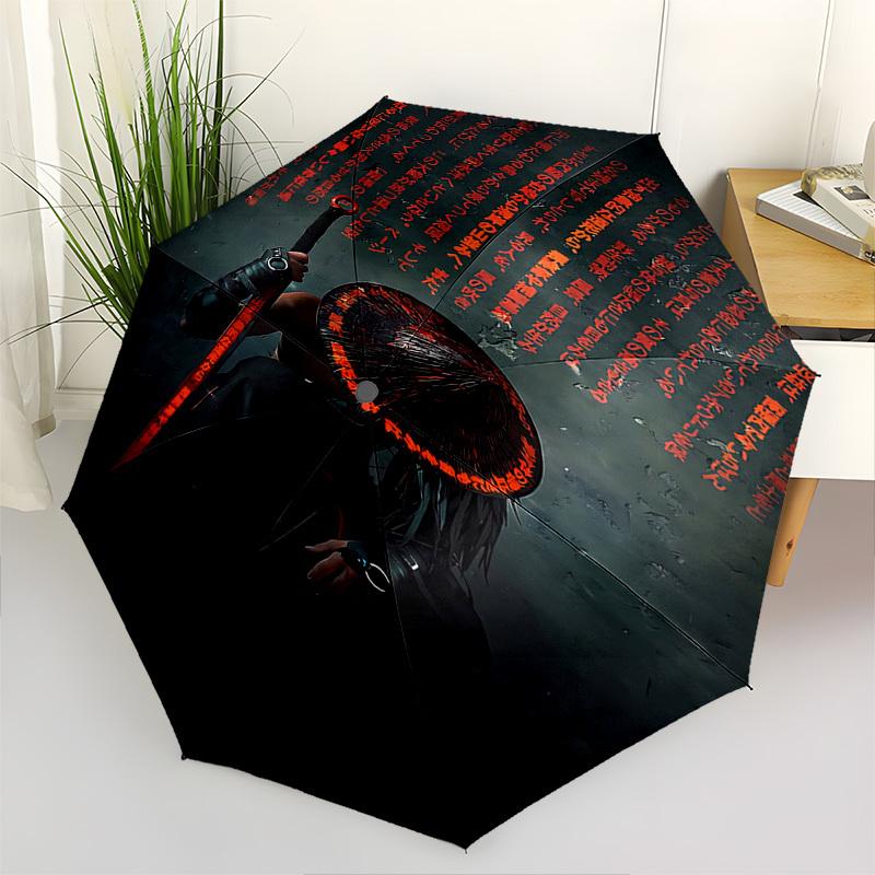 

Samurai, Shadows Themed Automatic Opening and Closing Umbrella, Brightly Colored 8-rib Portable Umbrella, Suitable for Men and Women, A Perf