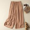 Women Spring Summer Chinese Style Cotton Linen Wide Leg Pants Retro Draped Loose Slim Casual Trousers