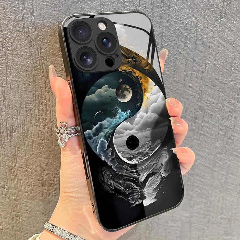 Tvrzené sklo na telefon s motivem vzoru Bagua Yin Yang Pro iPhone 17 Pro Max 16 15 14 13 12 11 17Air 16E 7 Plus XR XS Kryt