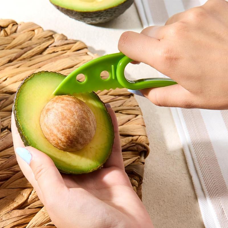 3-in-1 Avocado-Schneider Multifunktionaler Avocado-Schneider Entkerner Butter Obstschäler Schneider Orange Kiwi Obstschäler Küchenwerkzeug7