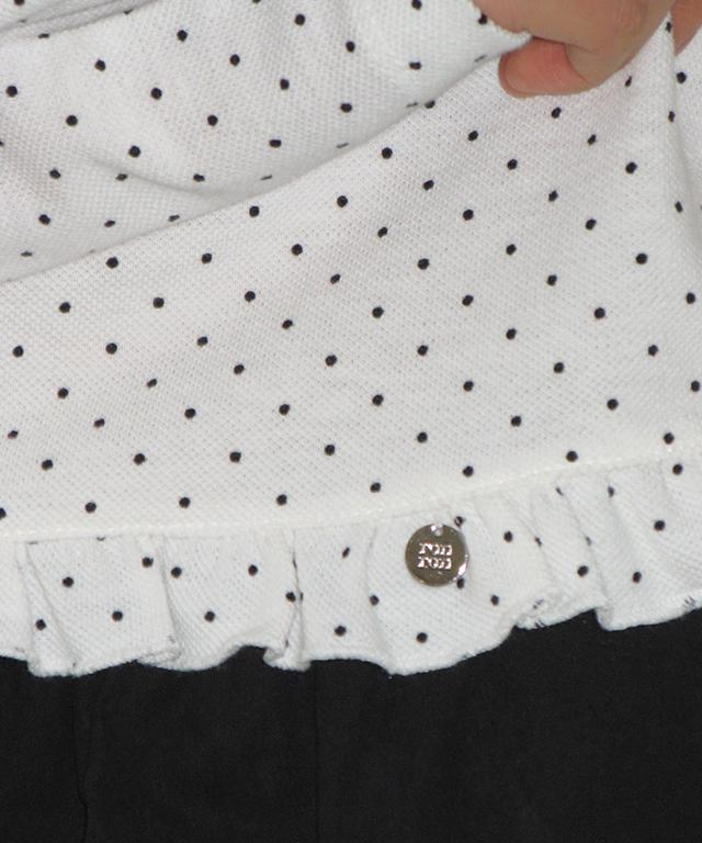 RONRON Dot Ruffle Long Sleeve T Shirt White