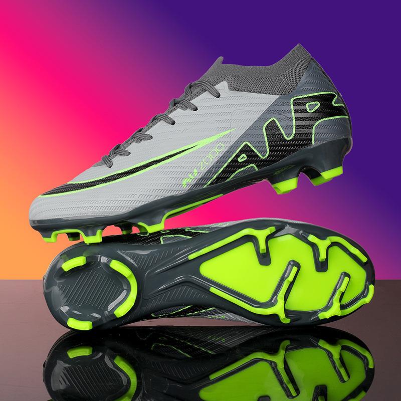 2025 New Football Shoes Men's and Women's High-top Youth Training Long Nails TF Broken Nails Artificial Flat Sports Shoes