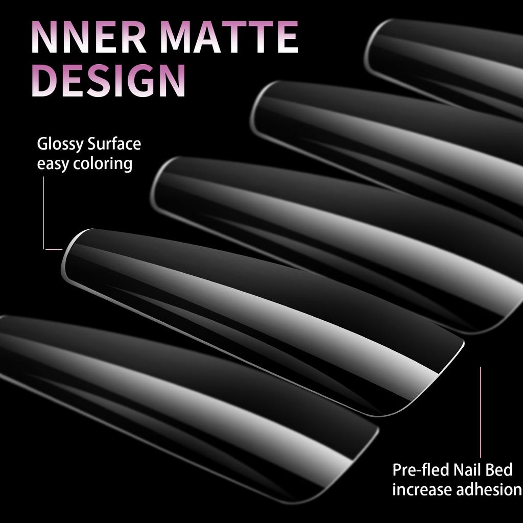 504pcs 2XL Soft Gel Nail Tips Super Long Ballerina Nails Press On Nail Full Cover Nail Art Capsule Fake Tips Extension Tools