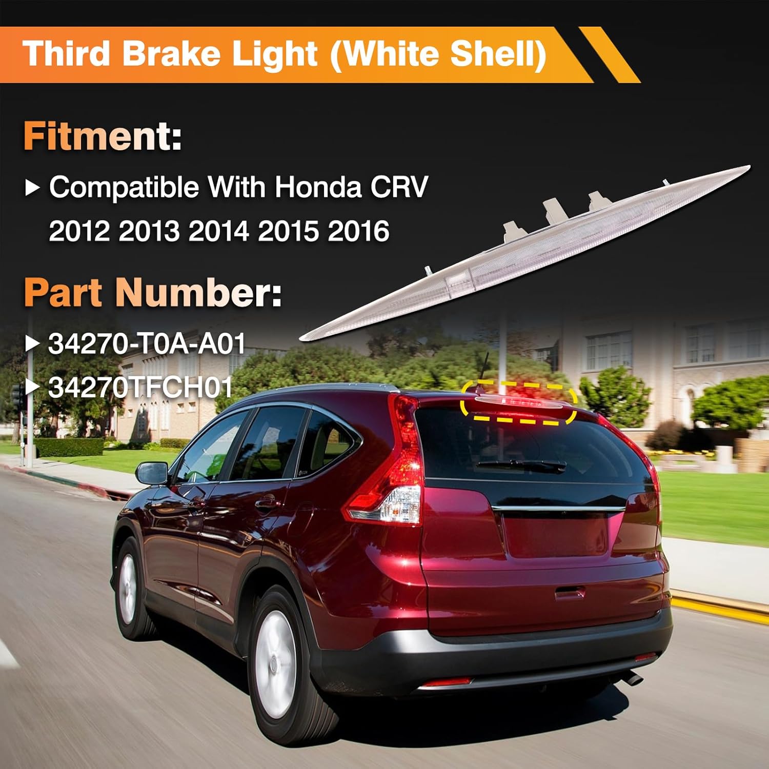 

Третий стоп-сигнал для Honda CRV 2012-2016, светодиодный задний центральный верхний стоп-сигнал (Белая ракушка) United States