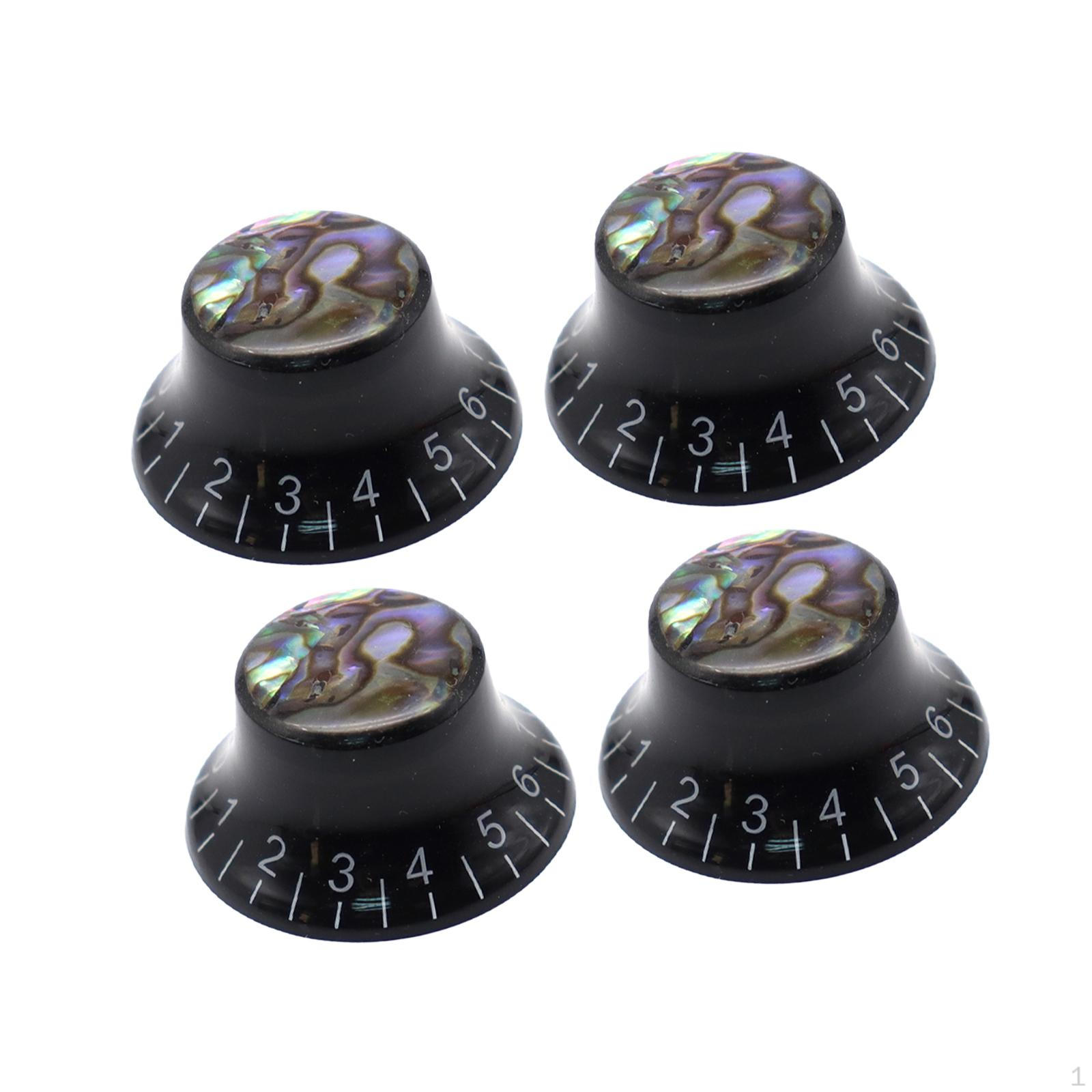 

4 Hat Guitar Knobs, Compact And Stylish, Volume, Tone Potentiometer Control for Bass Black white letter