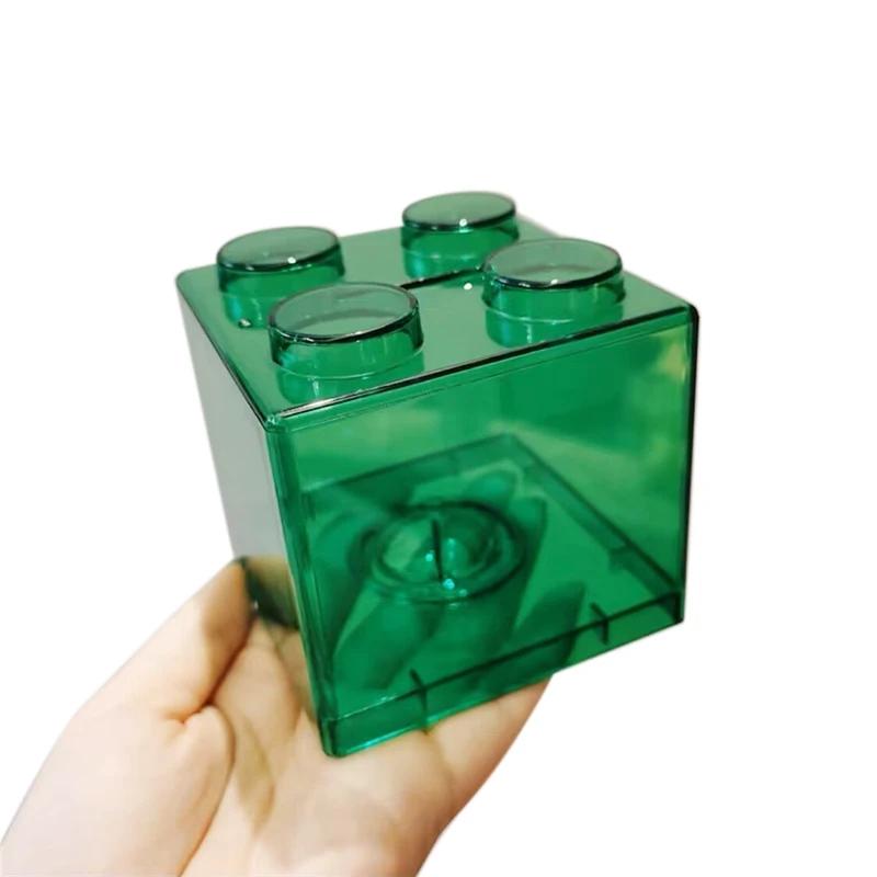 Building Block Toy Storage Box Transparent Plastic Block-Shaped Piggy Bank Coin Storage Box Stackable Sundries Storage Tank