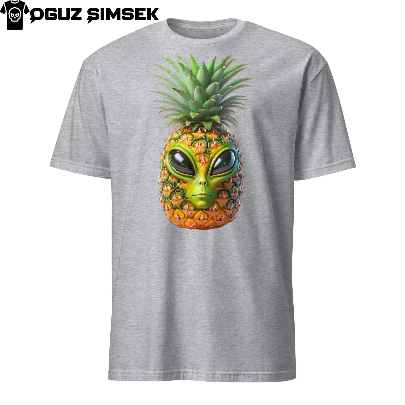 Funny Alien Pineapple T-Shirt Mens Womens Tees Top - Unique Graphic Design, Unisex Short-Sleeve Tee M