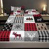 Prześcieradło z gumką o świątecznym motywie Mikołaj Renifer Choinka Nadruk Zestaw prześcieradeł bez gumki Miękka narzuta Dekoracja sypialni Pościel