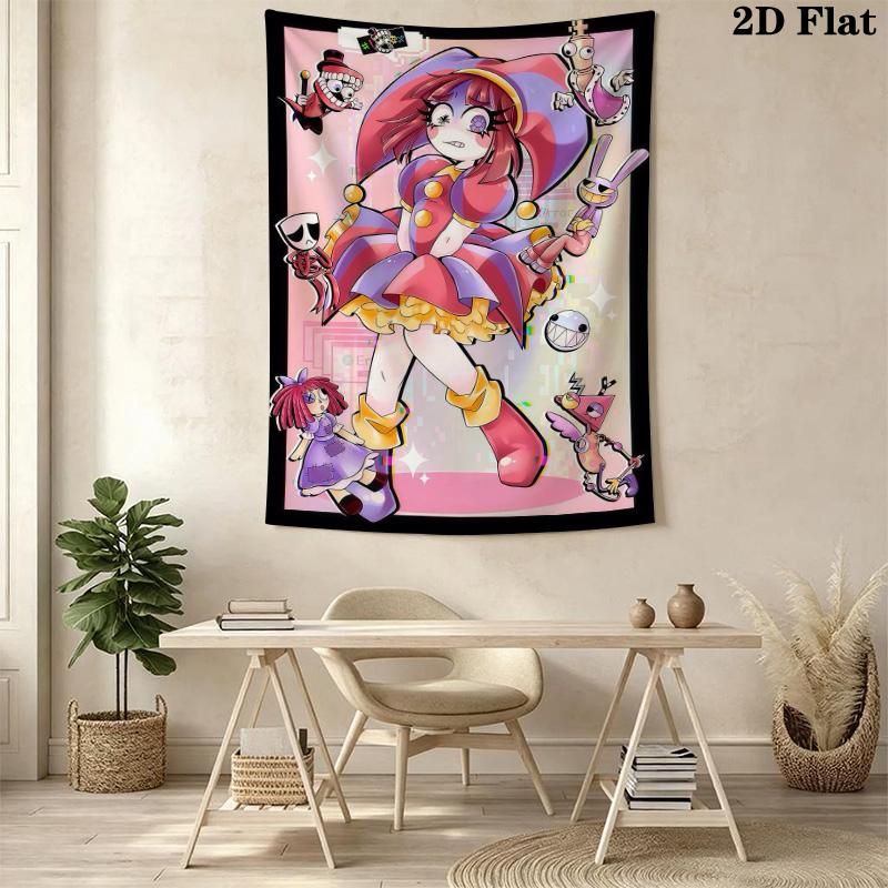 Clown Chase Whimsical Fun Tapestry Fashion Print Background Cloth Homestay Soft Decoration Tapestry Background Wall Hanging Cloth Work Of Art
