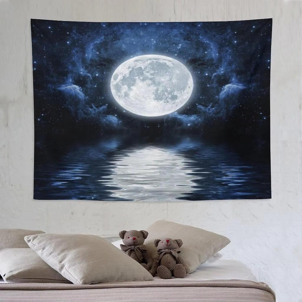 Machine Washable Tapestry Polyester Moon Star Design for Easy Care Bedroom Dorm Wall Decor
