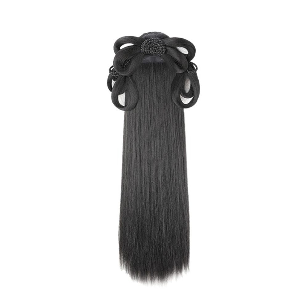 Headdress Chinese Ancient Wig Synthetic Hanfu Wig Headband Integrated Hair Bun