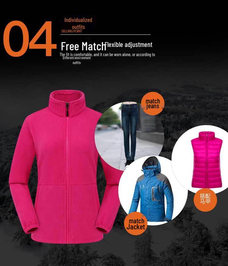 Outdoor Fleece Jacket for Men & Women - Thick Warm Polar Fleece Cardigan with Optional Logo for Autumn/Winter.