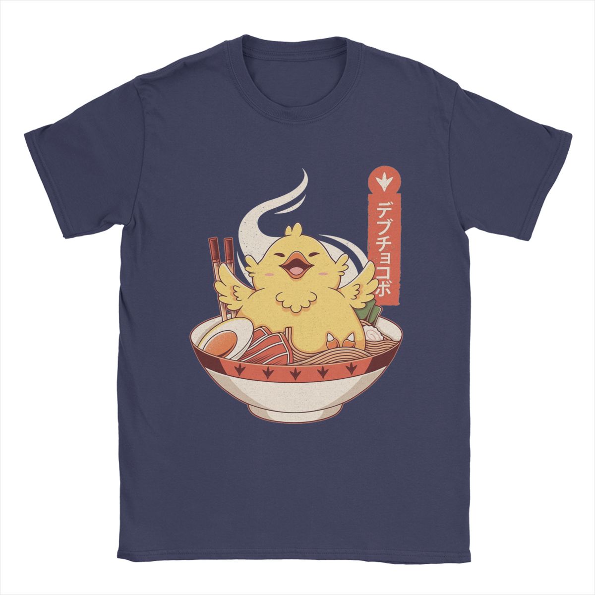 

Awesome Final Fantasy Fat Chocobo Ramen T-Shirt Men Round Collar Cotton T Shirts Short Sleeve Tee Shirt Birthday Gift Tops 4XL