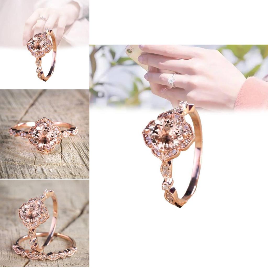 Elegant 18k Rose Gold Plated Zircon Princess Engagement Ring For Women In Sizes 6-10