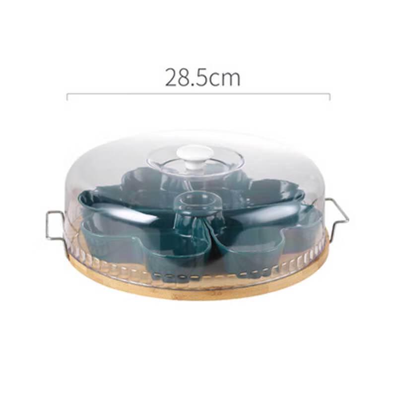 Heart-shaped Ceramic Divided Snack Platter Set with Lid