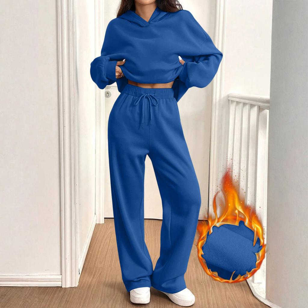 Women's Casual Warm Hoodie and Jogger Set Tracksuit for Fall Winter