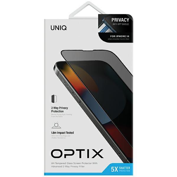 UNIQ Optix Privacy iPhone 14 6.1" / 136.1" / 13 Pro 6.1" Privacy Tempered Glass with Applicator