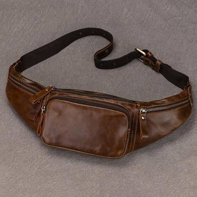 Leather Waist Bag Chest Bag Dual-use Men's Casual Messenger Bag Tiktok Hot Men's Bag Popular Oilskin Small Bag