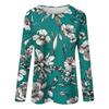 Women's Fashion Casual Long Sleeve Floral Print Round Neck Pullover Top Blouse