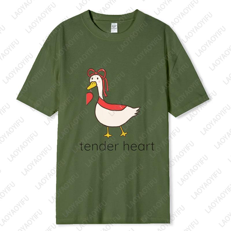 Funny Couple Cotton Tshirts Valentines Day Gift for Husband Wife Girlfriend Boyfriend Goose Tender Heart Tee Lovers Clothes