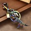 Keychain Pendant Dinosaur T-Rex Skeleton Metallic Luster Bag Charm Alloy Triple Reinforced Lobster Clasp Key Ring