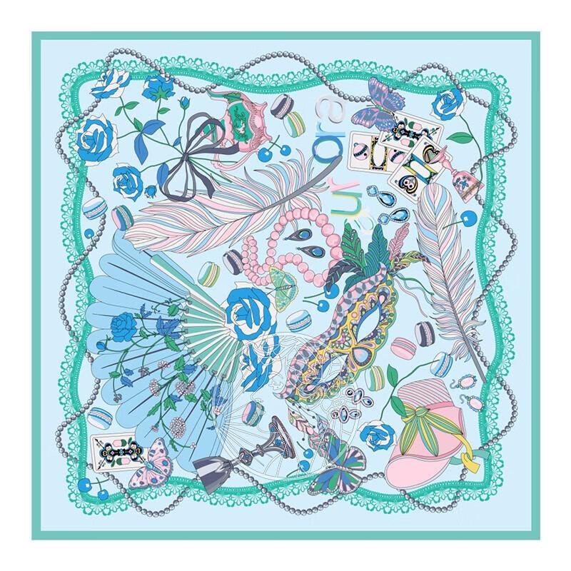 ITARORA Women's Mulberry Silk Scarf & Brooch Set