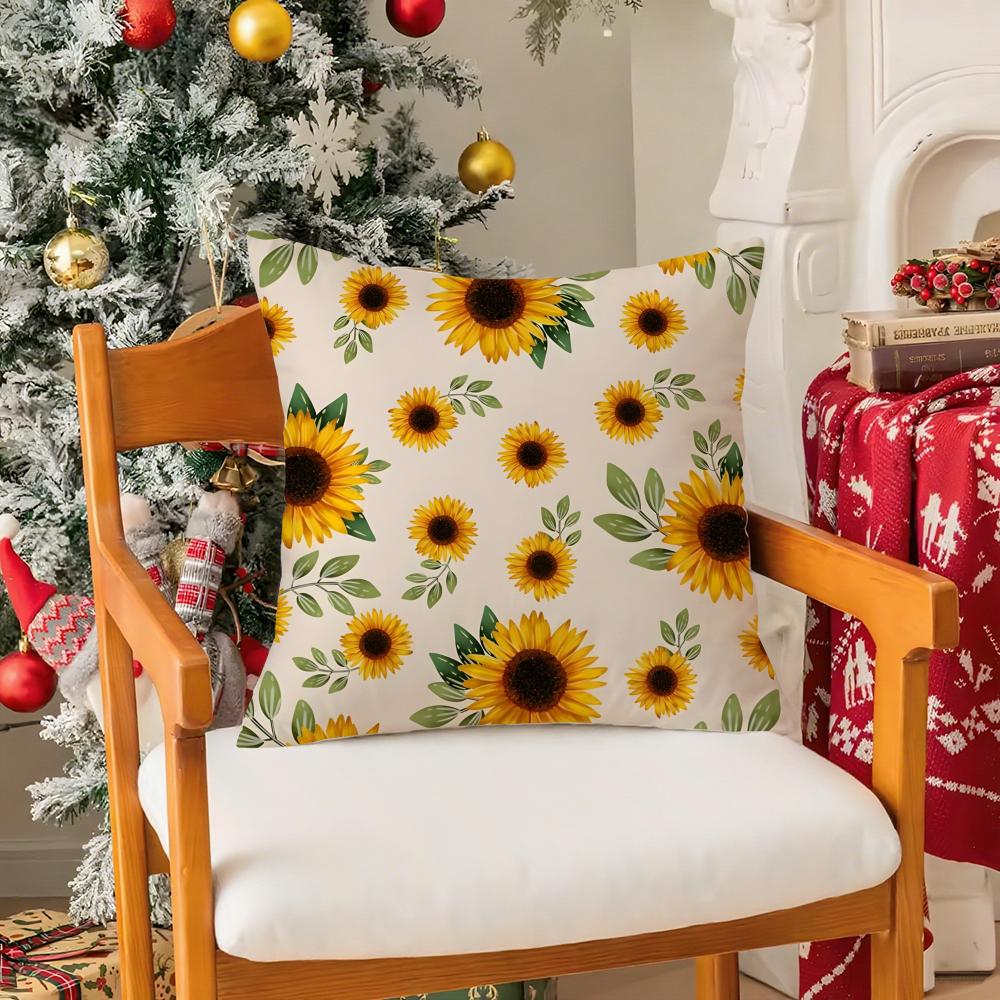Full Print Floral Print Pattern Pillow Case Silky Short Plush with Invisible Zipper Dustproof Sofa Cushion Cover for Home Decor