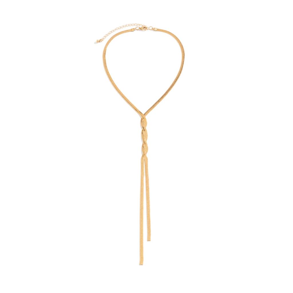 Hip-Hop Metal Wind Snake Bone Chain Necklace, Trendy Geometric Long Woven Collarbone Necklace