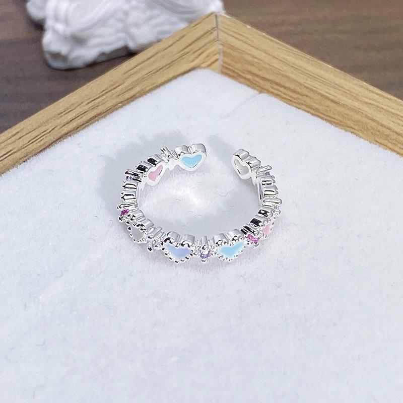 Enamel Oil Drop Flower Butterfly Opening Ring Niche Design Light Luxury High Sense Zircon Personality Ring Woman