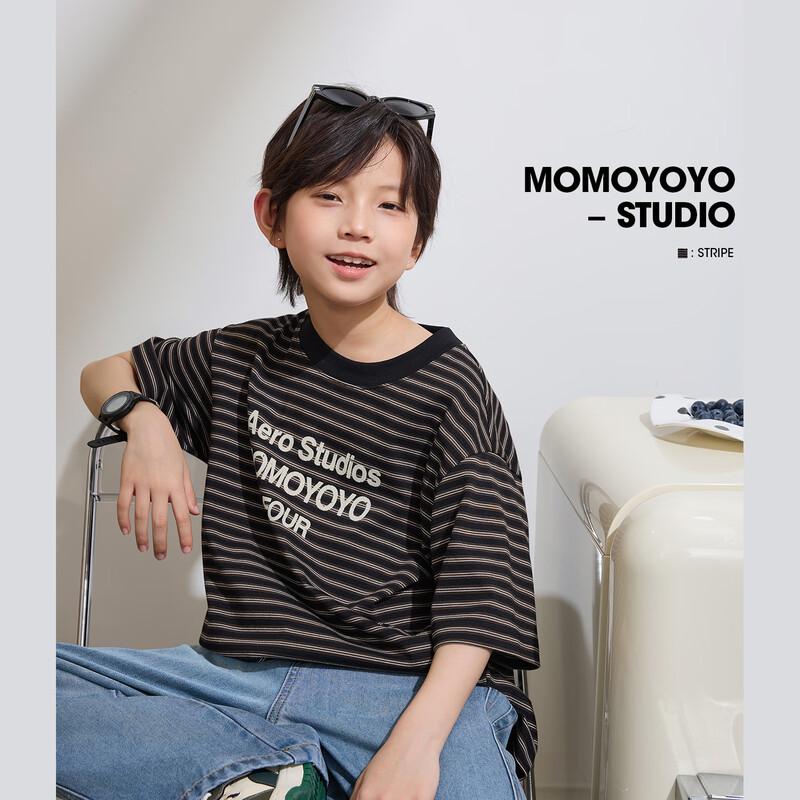 Kids  Striped Color-Block Letter Summer T-Shirt 140