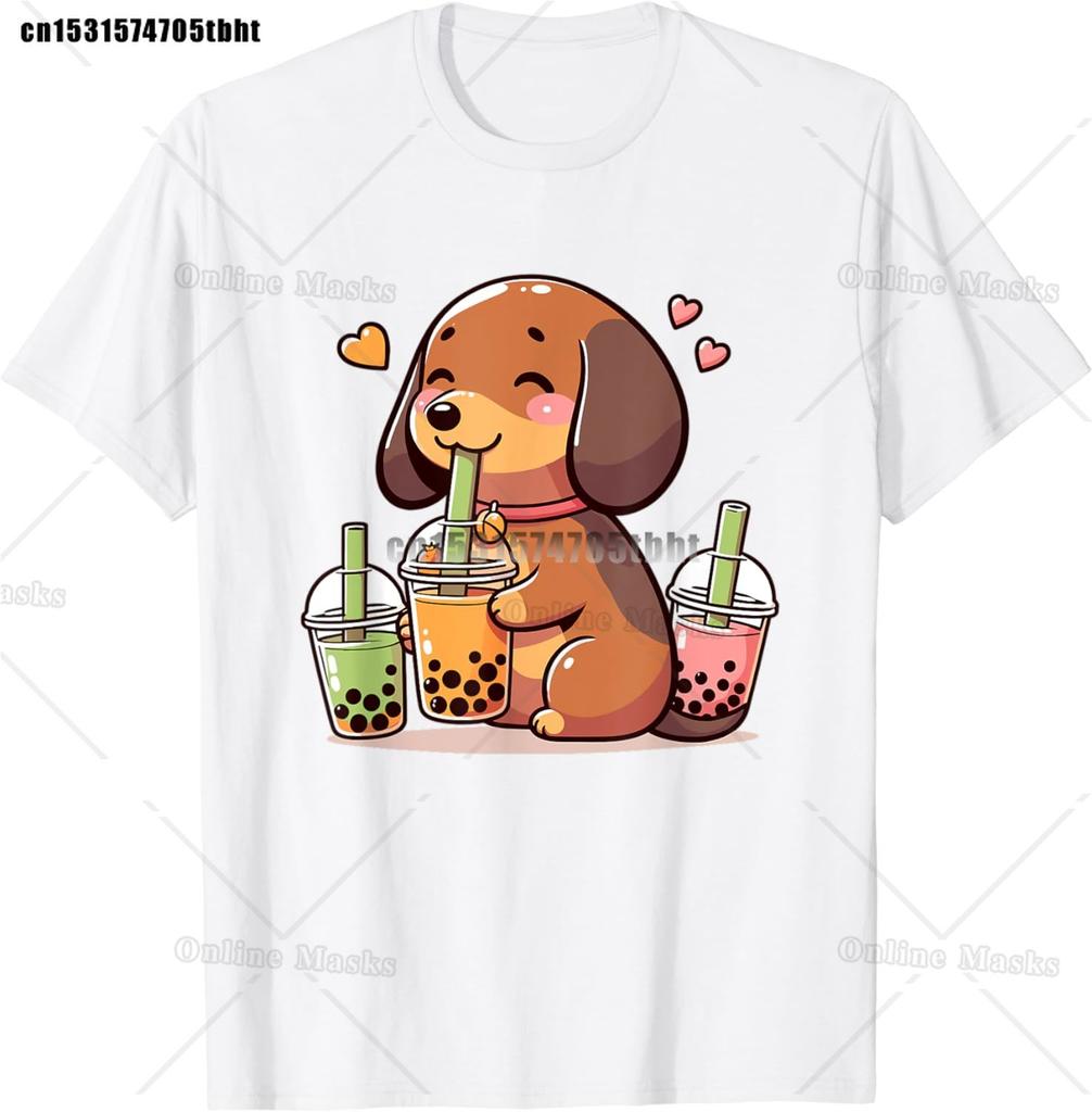 Kawaii Corgi Dog Shiba Inu Drinking Bubble Tea Boba TShirt Kawaii Drinks Outfit Japanese Shirt Harajuk Tees Anime Lover Tee