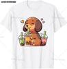 Kawaii Corgi Dog Shiba Inu Drinking Bubble Tea Boba TShirt Kawaii Drinks Outfit Japanese Shirt Harajuk Tees Anime Lover Tee