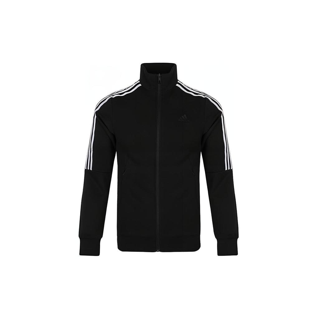 Adidas Stand Collar Knit Jacket Men Outerwear Black DW4598