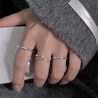 Cold Wind Zircon Love Open Ring Fashion Personality Versatile Index Finger Ring Daily Commute High Sense Jewelry Women