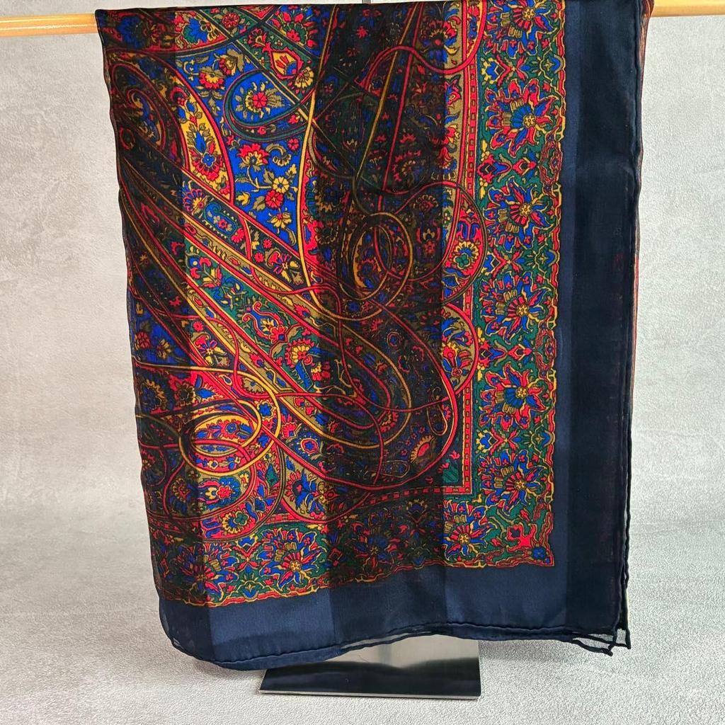 Used Beautiful condition, JIN ABE 100% silk large scarf, paisley pattern, shawl