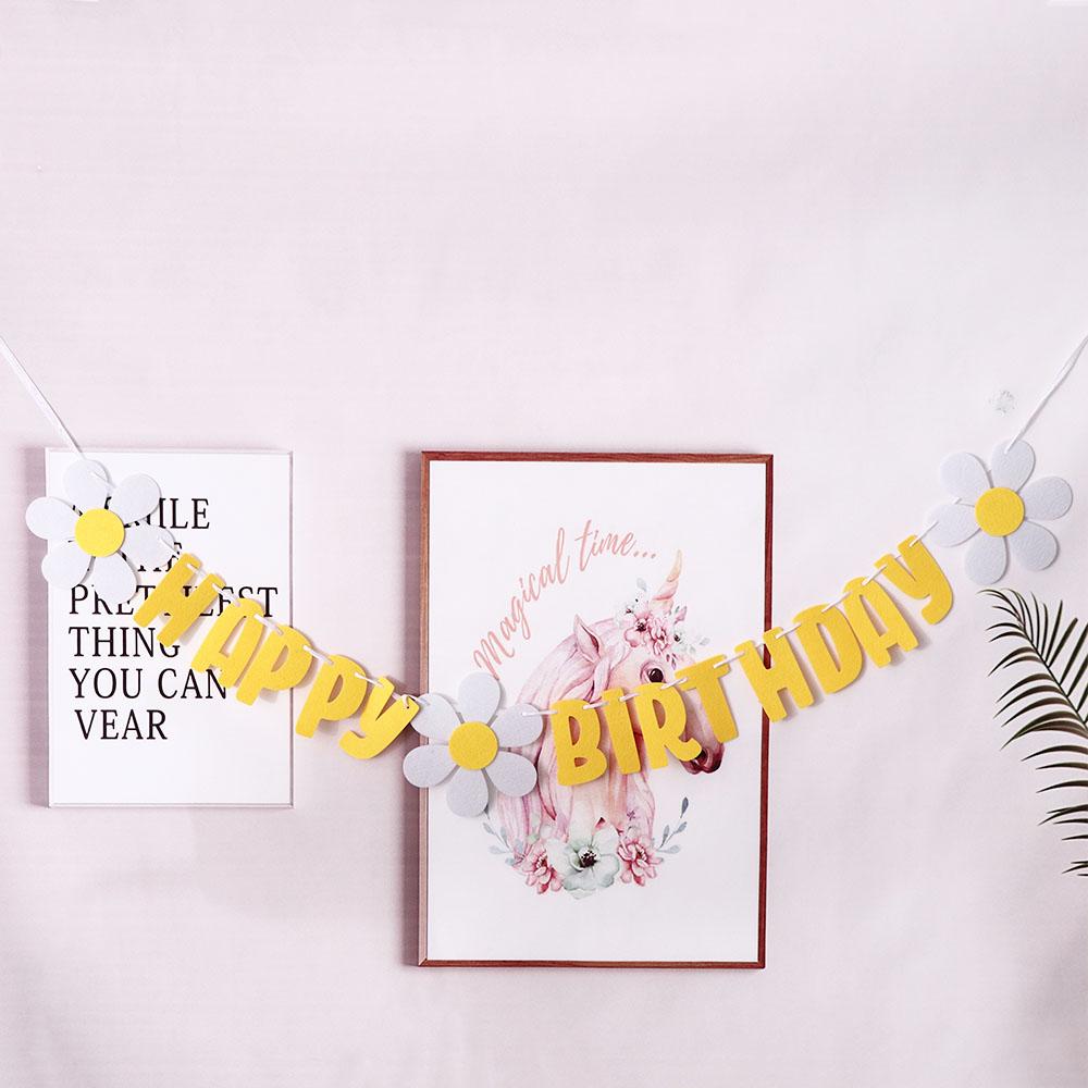 Baby Shower Girl Boys Happy Birthday For Home Decor Banner Daisy Banner Hanging Flag Party Flag