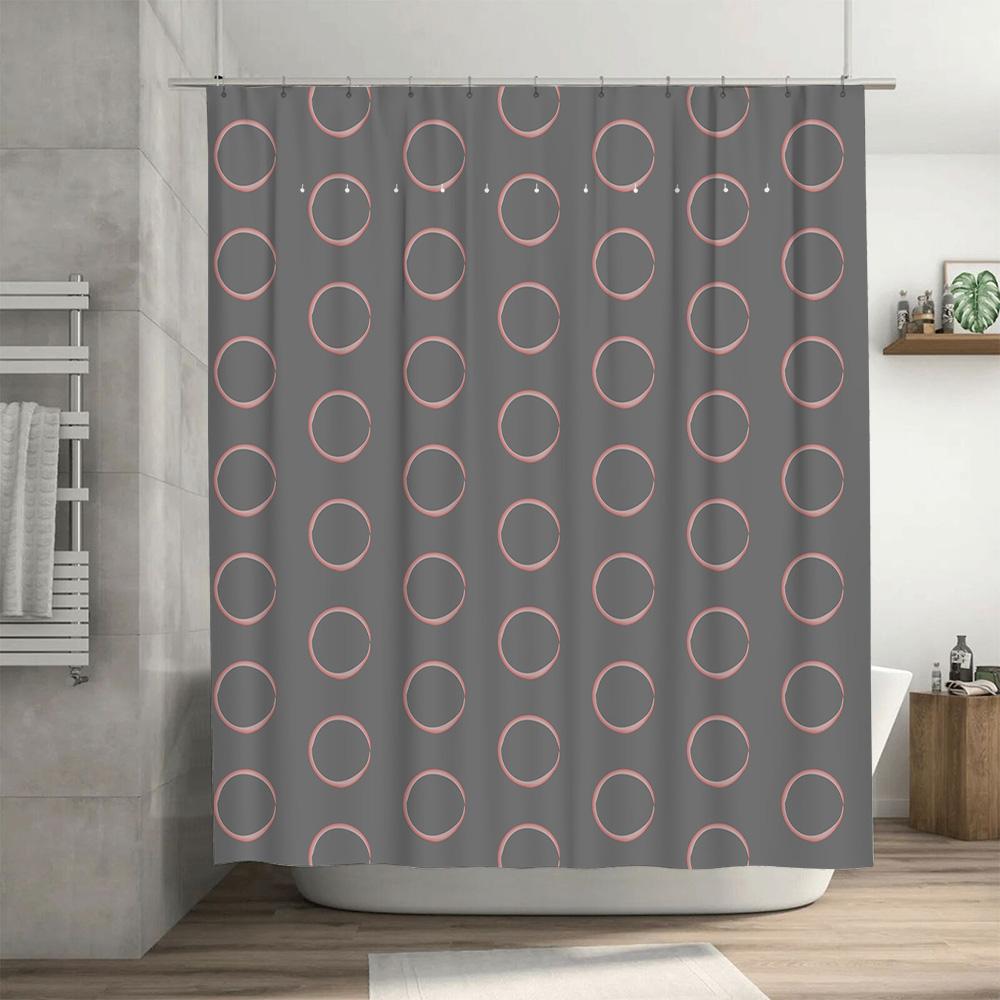 Modern Design Bath Shower Curtain Polyester Waterproof Home Decor Privacy Protection For Bathroom Coral Circle Pattern