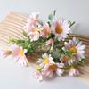 Artificial Flowers 27CM Height Small Bouquet Multiple Sun Chrysanthemum Heads Green Leaves