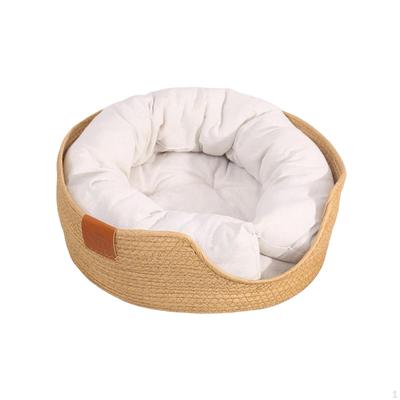 Four Season Hand Woven Rattan Cat Beds Comfortable Breathable Removable Resistant Handmade Kennel