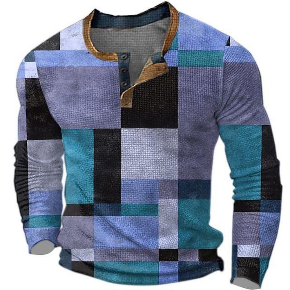 Maglietta vintage a maniche lunghe da uomo con stampa DTG 3D