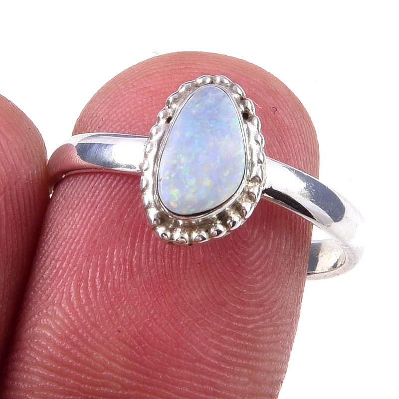 

Natural Australian Opal Gemstone 925 Solid Sterling Silver Jewelry Ring S.8 a7C73