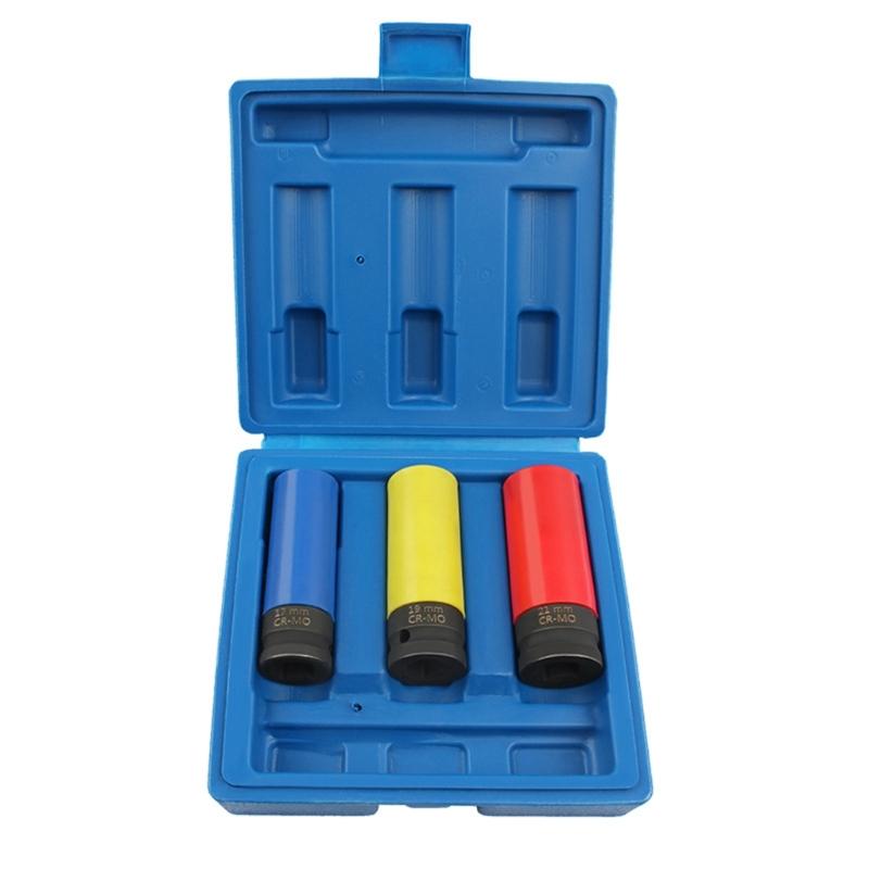 3Pcs 1/2inch Impact Lugs Nut Socket Set Car Accessories 17 19 21MM Wall Wheel Protectors Deep Impact Socket