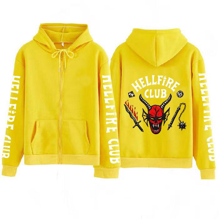 Stranger Things Printed Hooded Loose Zipper Jacket